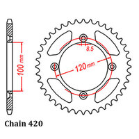 REAR SPROCKET - STEEL 45T 420P