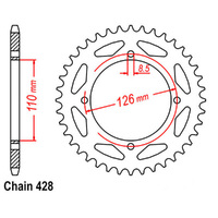 REAR SPROCKET - STEEL 47T 428P