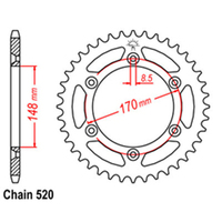 REAR SPROCKET - STEEL 42T 520P