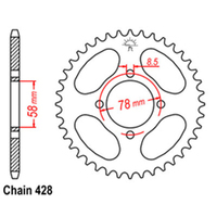 Z - REAR SPROCKET - STEEL 47T 428P