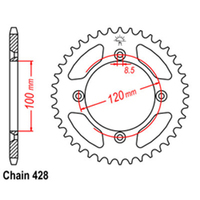 REAR SPROCKET - STEEL 44T 428P