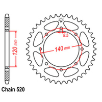 REAR SPROCKET - STEEL 42T 520P