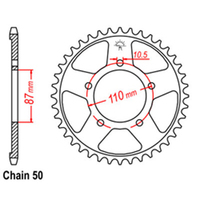 Z - REAR SPROCKET - STEEL 44T 530P