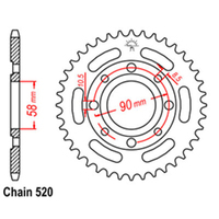 Z - REAR SPROCKET - STEEL 38T 520P D/D