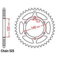 REAR SPROCKET - STEEL 40T 525P