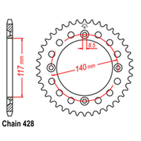 Z - REAR SPROCKET - STEEL 46T 428P