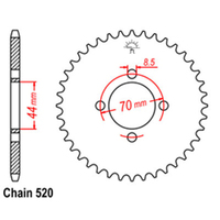 REAR SPROCKET - STEEL 22T 520P