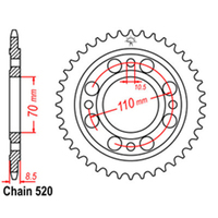 Z - REAR SPROCKET - STEEL 41T 520P