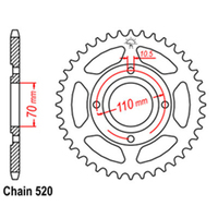 Z - REAR SPROCKET - STEEL 44T 520P