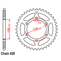 Z - REAR SPROCKET - STEEL 53T 428P