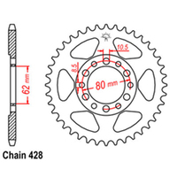 REAR SPROCKET - STEEL 54T 428P D/D