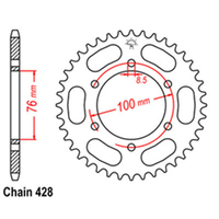 REAR SPROCKET - STEEL 47T 428P