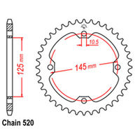 REAR SPROCKET - STEEL 40T 520P