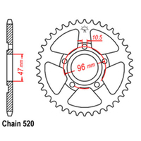 Z - REAR SPROCKET - STEEL 40T 520P