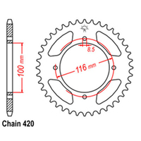 REAR SPROCKET - STEEL 51T 420P