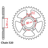 REAR SPROCKET - STEEL 47T 520P (NEW 2021)