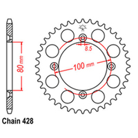 REAR SPROCKET - STEEL 50T 428P