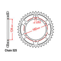 REAR SPROCKET - STEEL 40T 525P