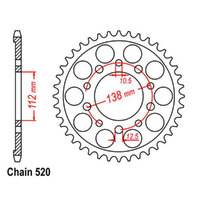 REAR SPROCKET - STEEL 43T 520P