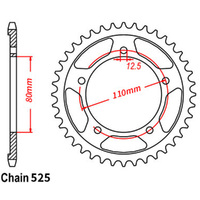 REAR SPROCKET - STEEL 42T 525P