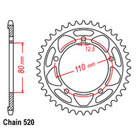 (NEW) REAR SPROCKET - STEEL 45T 520P