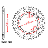 REAR SPROCKET - STEEL 45T 520P D/D