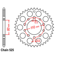 REAR SPROCKET - STEEL 42T 525P D/D