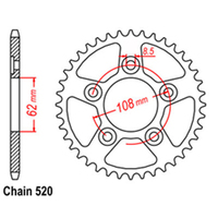 REAR SPROCKET - STEEL 43T 520P