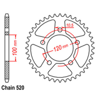 REAR SPROCKET - STEEL 44T 520P