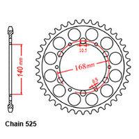 REAR SPROCKET - STEEL 41T 525P D/D