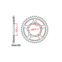 REAR SPROCKET - STEEL 45T 525P