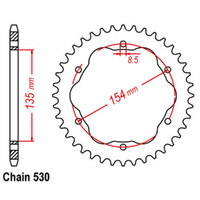 REAR SPROCKET - STEEL - BLACK - 40T 530P - 760 Or 770 ADAPTOR REQUIRED