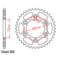 REAR SPROCKET - STEEL 43T 525P (NEW 2021)