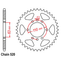 REAR SPROCKET - STEEL 42T 520P