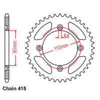 REAR SPROCKET - STEEL 42T 415P