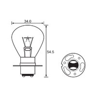 BULB - HEADLIGHT 6V 25/25W - P15D - A3222 (min 10 Buy)