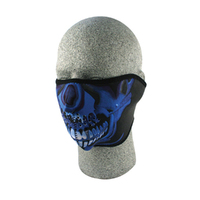 NEOPRENE FACE MASKS - BLUE CHROME SKULL