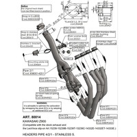 LV HEAD PIPES  | STAINLESS | Z 900 *Not compatible w 20-21 AUS model. Please see 17-19 model year 8091*