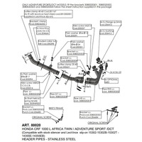 LV HEAD PIPES | STAINLESS | CRF 1100 L AF TWIN / ADV SPRT/DCT 20> (orig. & LV exhaust) (orig. cntr stand & pann)