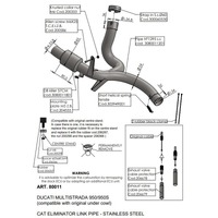 LV LINK PIPE (CAT ELIM.) | STAINLESS | MSTRADA 950/S 17>20 (Comp w orig. exhaust, pann, under cowl)