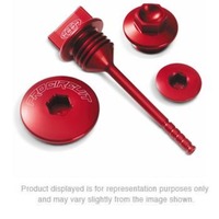 CRF450X 05-14 ENGINE PLUG | KIT 3 X PLUGS & 1 X DIPSTICK (RED ANODISED)