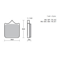 SBS 870SP FRONT/REAR PADS | EVO SINTER STREET