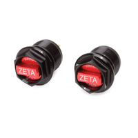 ZETA FORK BOTTOM ADJUSTER CAPS | SHOWA AOS | BLACK/RED PAIR